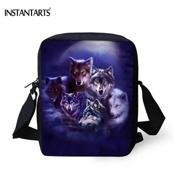 

INSTANTARTS Cool 3D Animal Moon Wolf Print Boys School Bags Kindergarten Students Mini Satchels Children's Messenger Bags Baby
