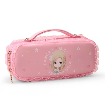 

Kawaii Flower Girls Pu Leather Pencil Case For Kids Gift Cute Large Capacity Pen Bag Stationery Pouch Office School Supplies