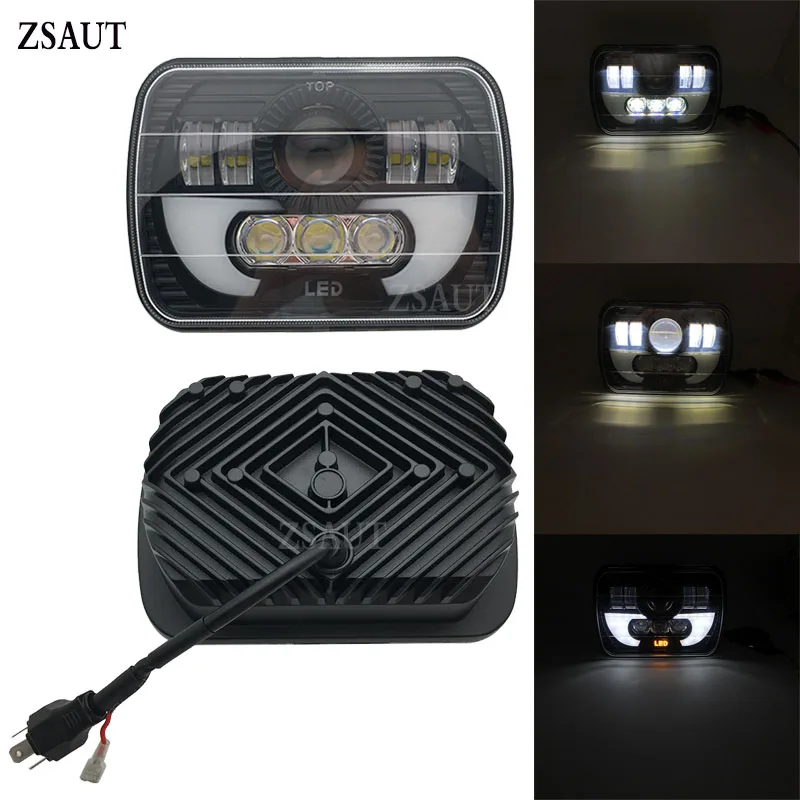 Черный проектор 7x6 светодиодный светильник HID для фар DRL Для Jeep Cherokee XJ Грузовик 5x7
