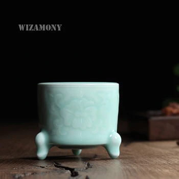 

WIZAMONY 2017 New Arrival Longquan Celadon 145ml Buddhism Incense Burner Alloy Incense Burner Sandalwood Censer Home Decoration
