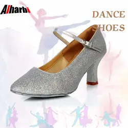 Alharbi высокого класса черный кожаный современный танец ShoesTango Латинской Танцы обувь для подходит для женщин, девушек и девочек. H каблук