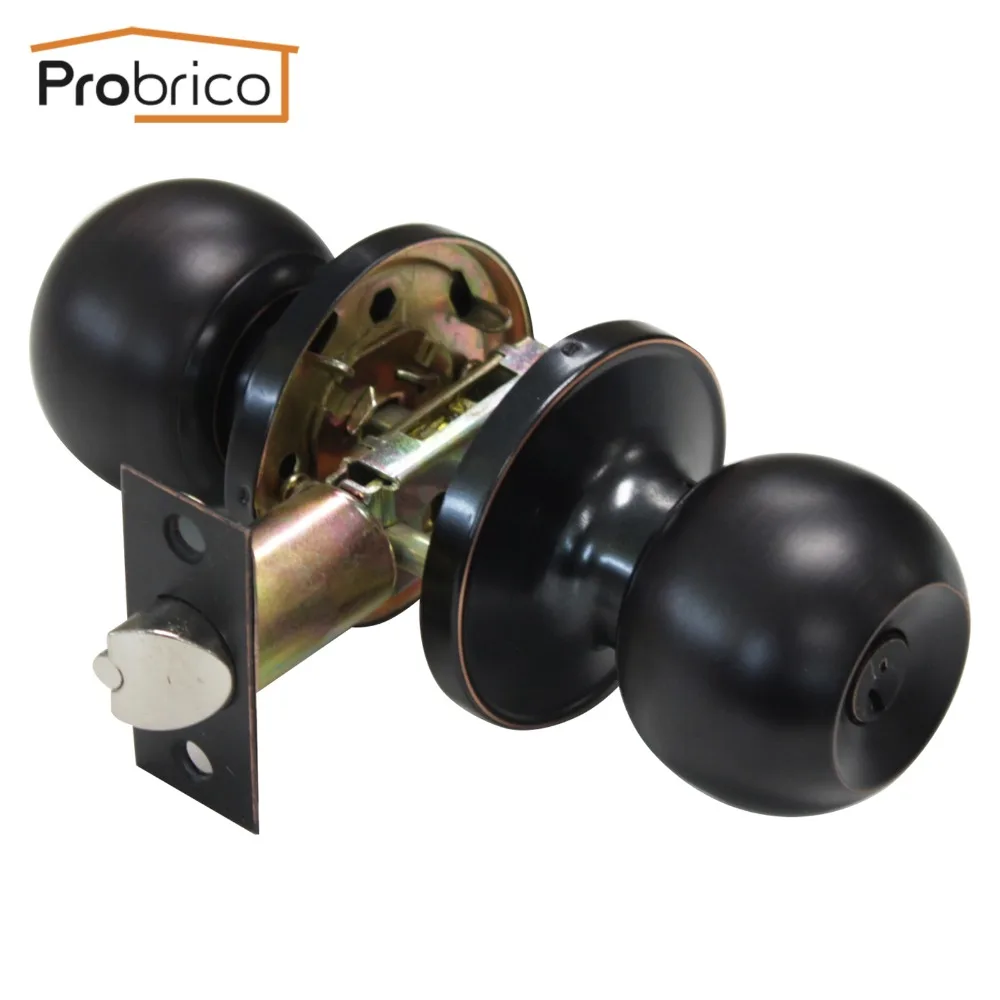 

Probrico Interior Security Door handles Lock with Key Stainless Steel Safe Oil Rubbed Bronze lever Entrance Lock for bedroom