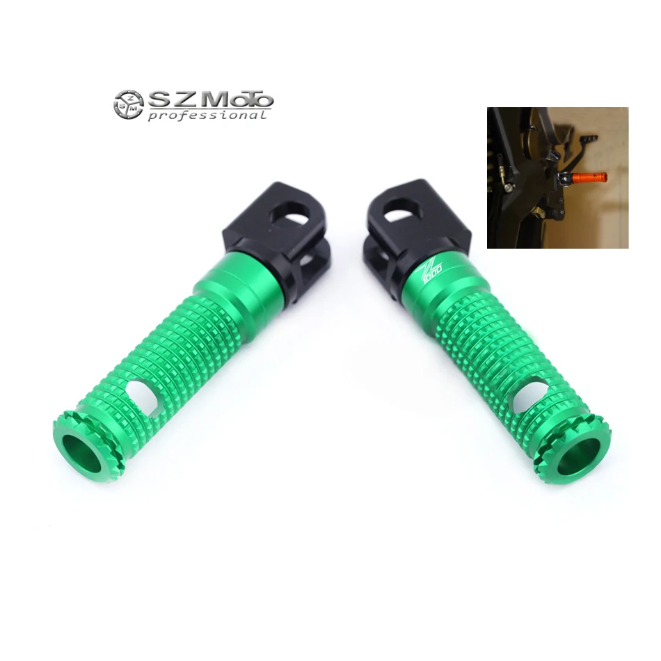 

For KAWASAKI Z 1000 Z1000 Z-1000 2010-2017 Front Foot Pegs Footrest Adapter Motorcycle Rider Accesstories Footpegs With LOGO