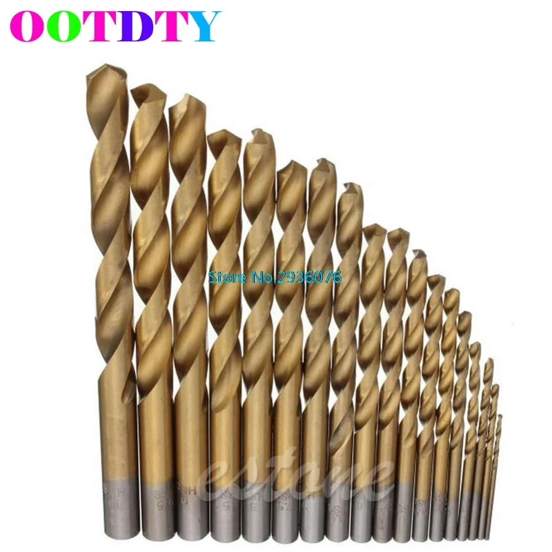 

OOTDTY 18pcs/Set High Speed Steel Titanium Coated HSS 4241 Drill Bit Metric 1.5mm-10mm APR3_10