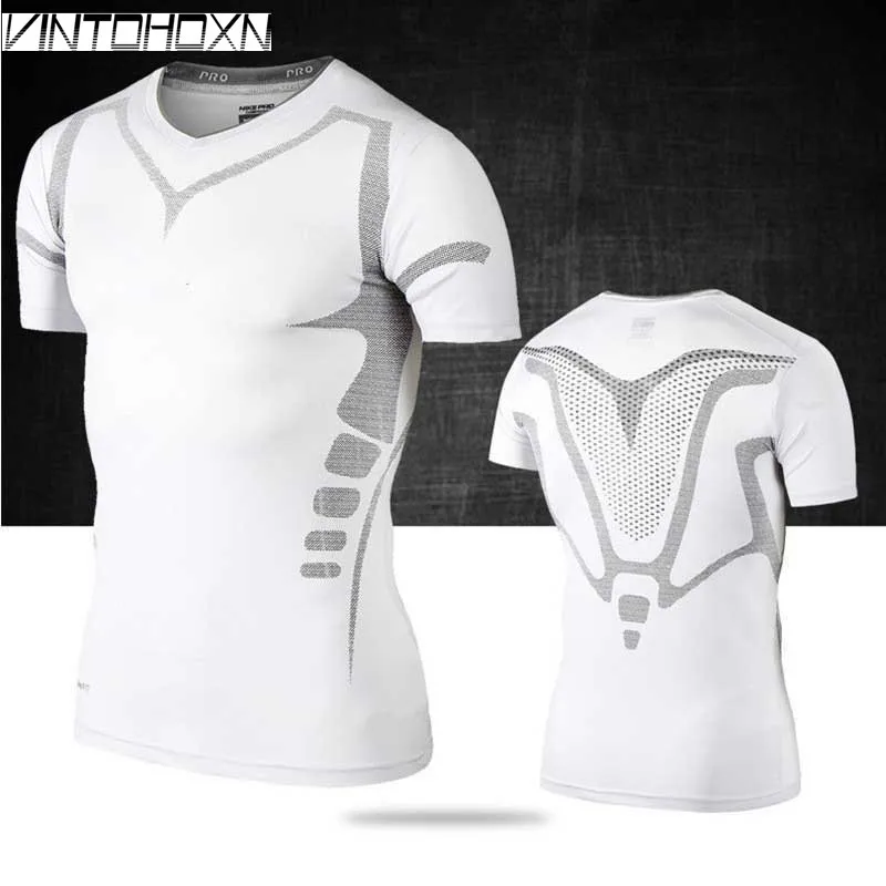 

Men Pro GYM Quick Dry Tee Sport Run Yoga Train Fitness Top Compression Workout T-shirt Basketball Bodybuilding Clothing UX28
