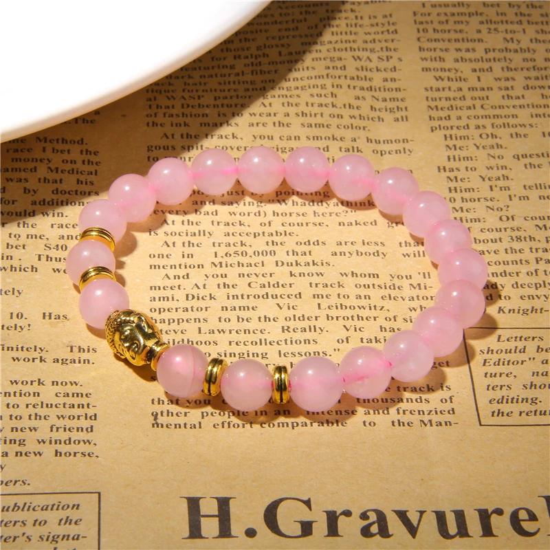 Розовый браслет с кристаллами Quartzs для женщин камень Каури Будда Фатима счастливый Шарм Раковины ракушка ювелирный женский браслет