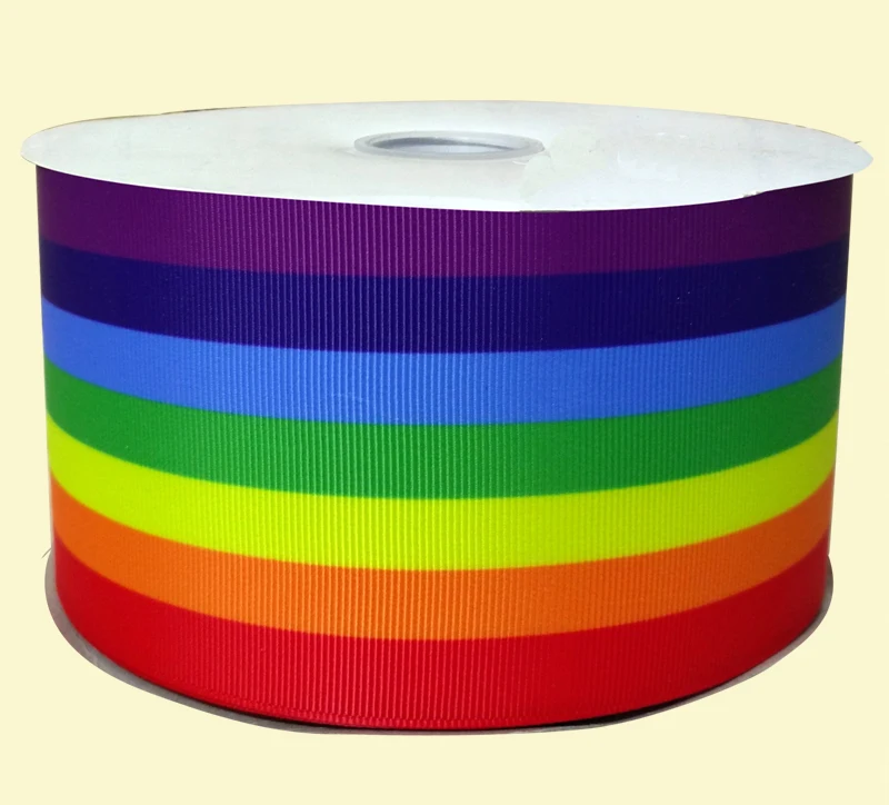 

3" inch 75 mm 7.5 cm colorful rainbow stripes free shipping printed grosgrain ribbon for gift packing