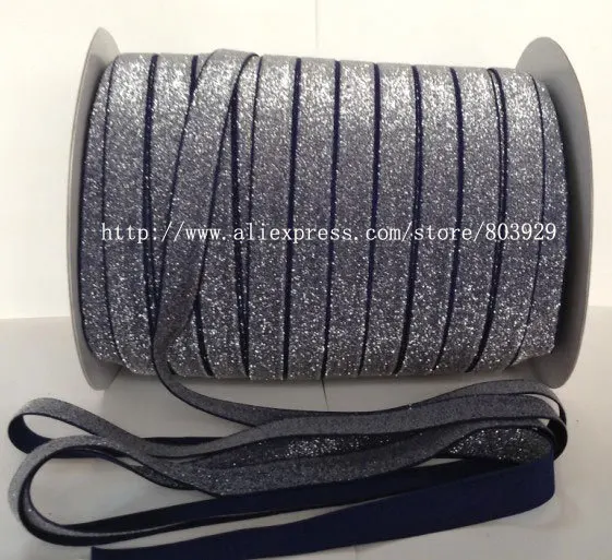 50yards lot Non stretch 1 5 Frosted Navy Glitter Ribbon