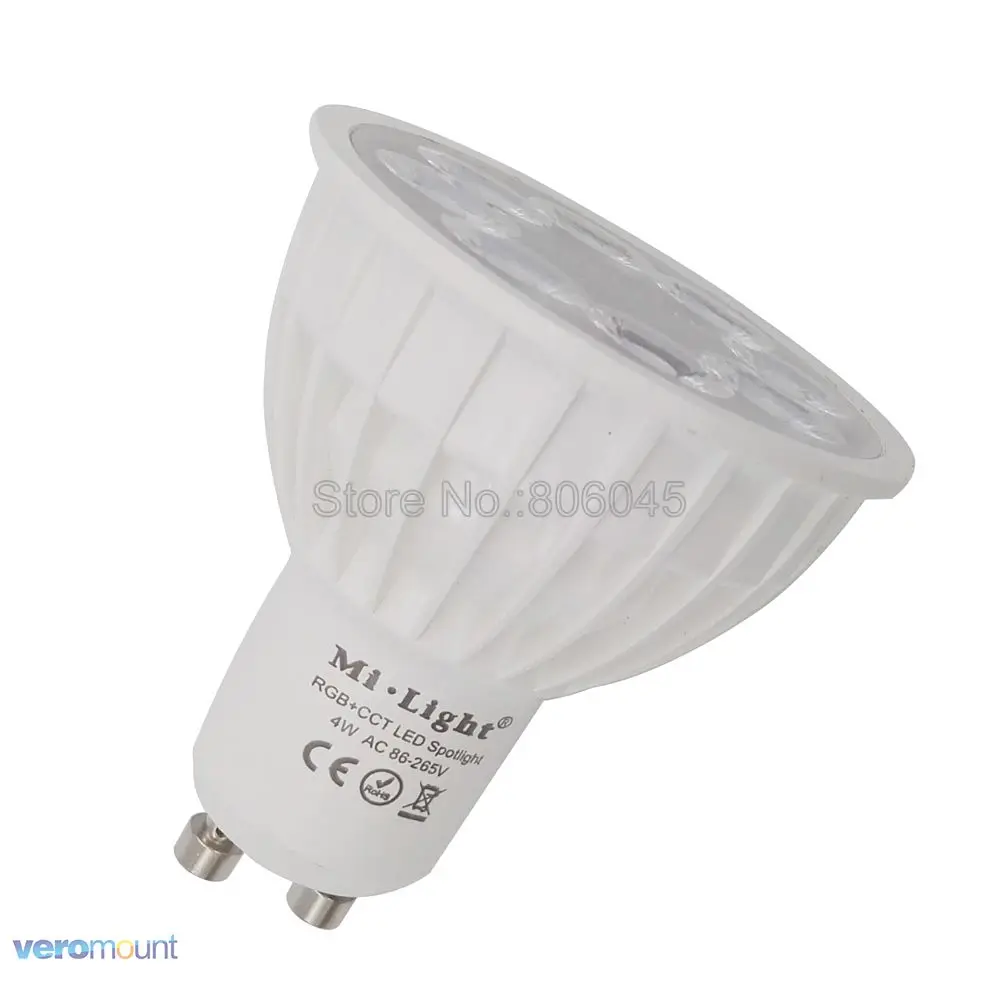  MiLight Dimmable LED Bulb 4W GU10 RGB+CCT (2700-6500K) Smart WiFi LED Spotlight FUT103 2.4G RF Wire - 4000023983801