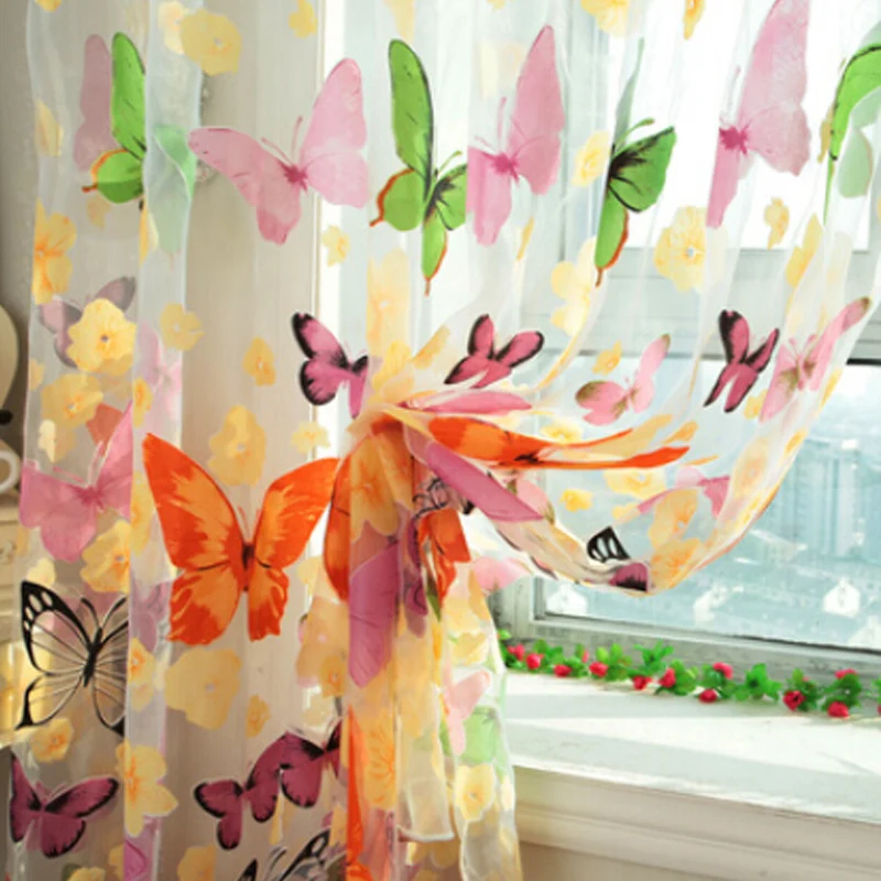 

Butterfly yarn rustic romantic curtain window screening customize finished products balcony