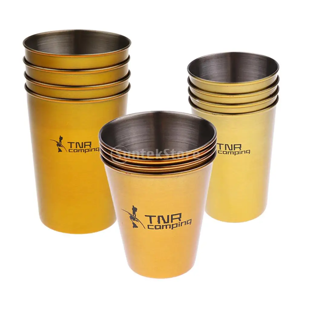 

4pcs/set 60ml/180ml/300ml Healthy Stainless Steel Water Tea Cup Coffee Mug + Storage Pouch Outdoor Travel Camping Picnic