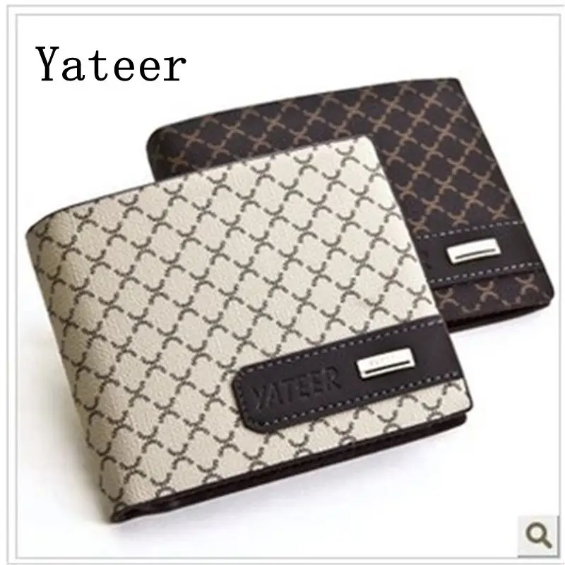 

Yateer Korean version Men's Wallet Exposure Short Scrub Geometry Men Clutch Wallets Luxury Brand Male Purse With Card Holder