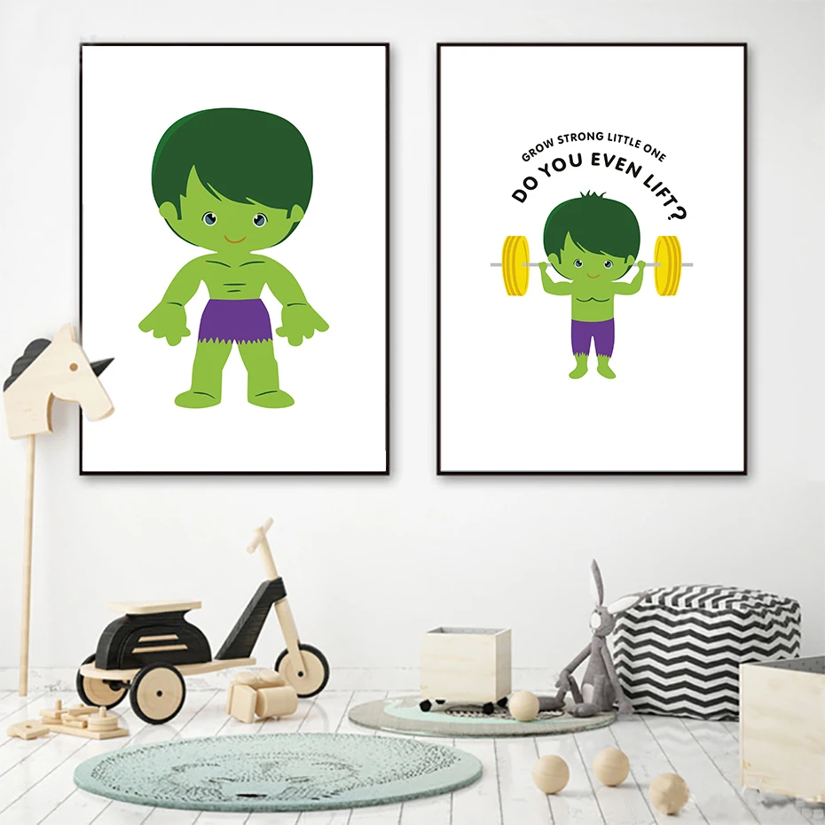 Adorable Cartoon Superhero Wall Art Pictures Inspiring Quote Canvas Painting Nursery Vintage Posters&Prints Kids Room Home Decor (3)