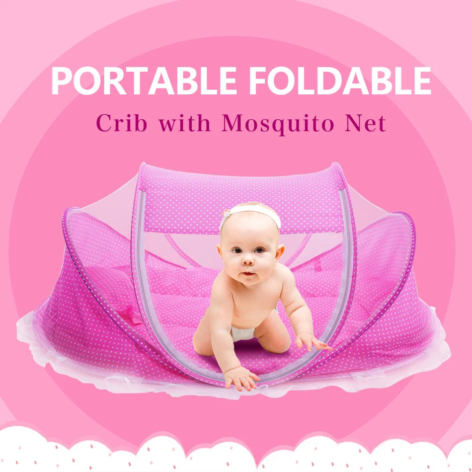 

2017 New Foldable 5pcs Sweet Portable Type Comfortable Babies Sealed Mosquito Net Mattress Pillow Mesh Bag Music Accessory