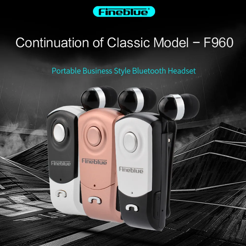 Fineblue F960 Bluetooth гарнитура беспроводной в ухо наушник Hands-Free с микрофоном Звонки носить пульт на прищепке для мобильного телефона