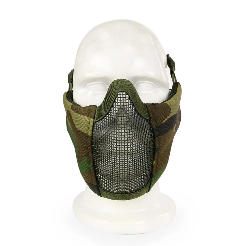 Outdoor Camouflage Breathable Half Lower Face Mask Steel Net Mesh Mask