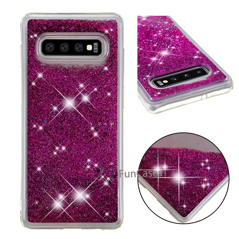

Silicone TPU Soft For Samsung Galaxy S10 Plus Phone Bag capa Glitter Liquid Quicksand on For Samsung S10+ S10Plus cover case