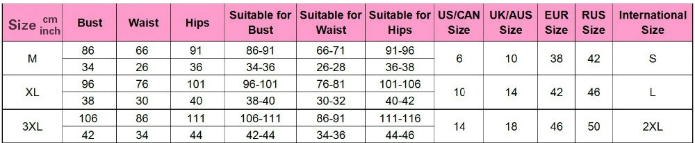 M XL 3XL