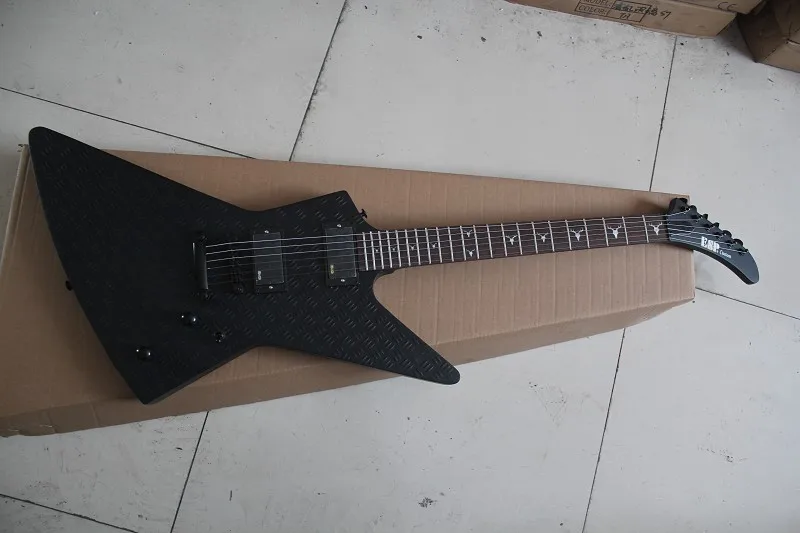 

matte black james hetfield model custom guitar elk inlays metallic team used diamond plate guitar satin black deer inlays guitar