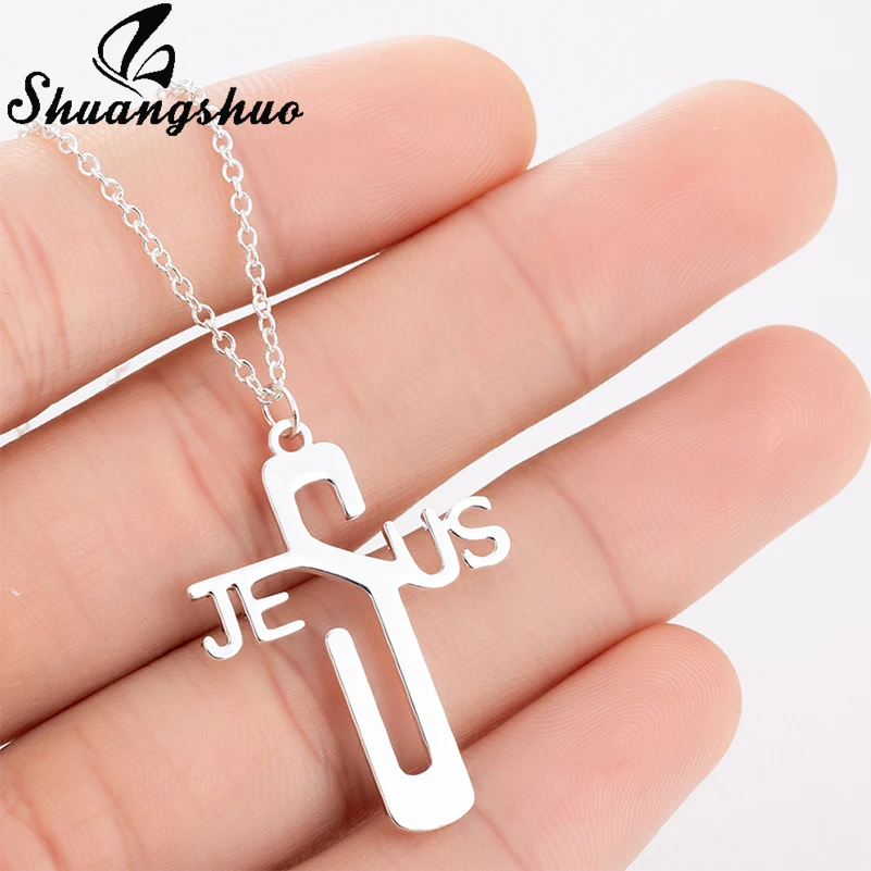 

Shuangshuo Jesus Cross Adjustable Stainless Steel Pendant Necklaces Never Fade Chain Religious Necklace Drop Shipping Jewelry