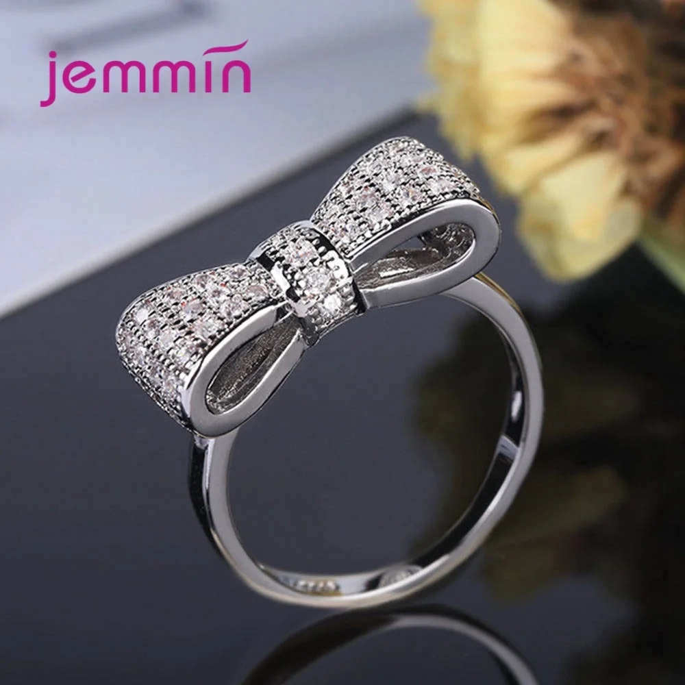 Быстрая красивые кольца на палец с галстуком-бабочкой для продажи очаровательные 925 пробы серебряные кольца с кубическим цирконием для свадьбы и помолвки