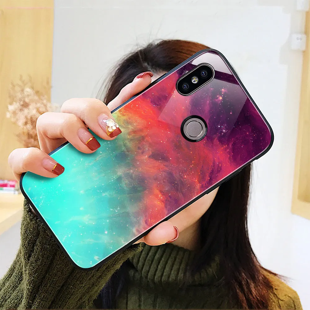 TOMKAS Space Glass Case for Xiaomi Redmi Note 5 6 Pro Cases for Pocophone F1 Silicone Cover Case for Xiaomi Redmi 4X Mi A2 Lite (15)
