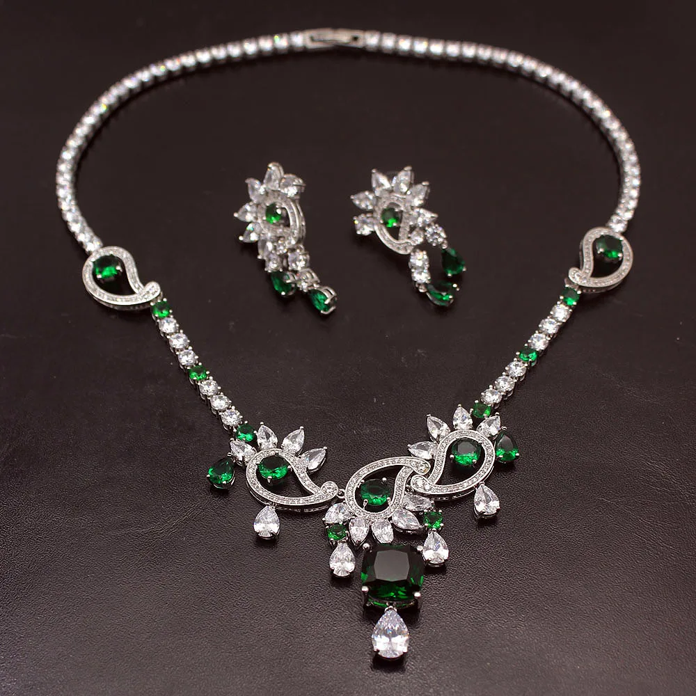 

Mom Gifts Women Party Sets 925 Sterling Silver Choker Necklace Earrings Bridal Wedding Jewelry Set TZ443