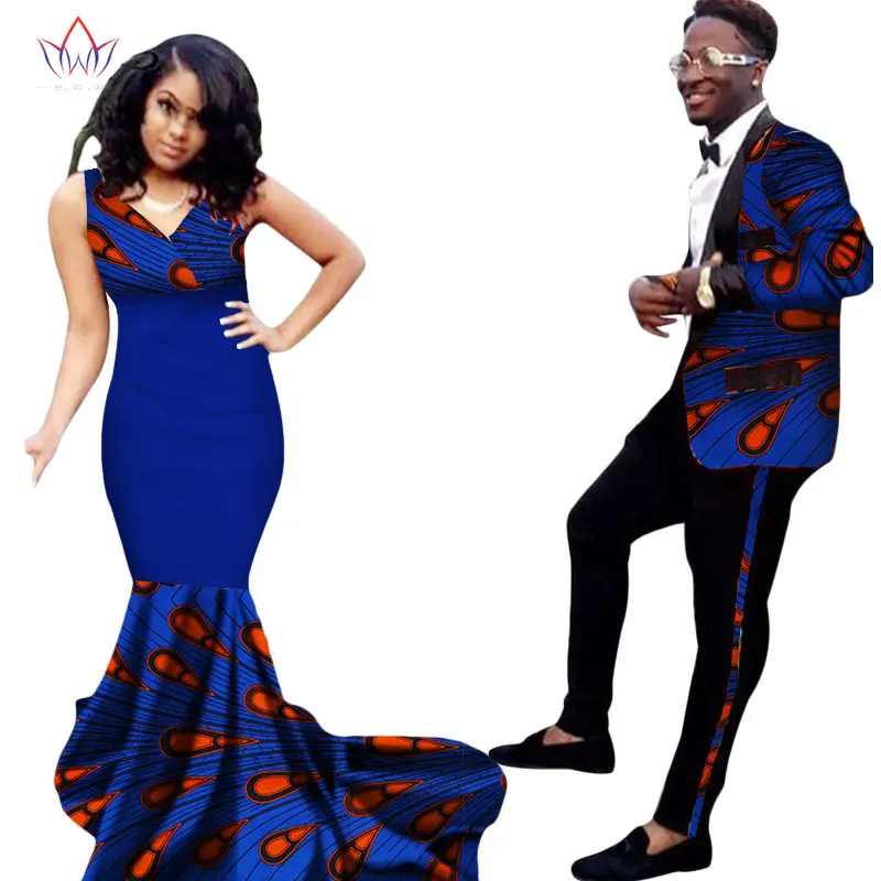 

Fashion African Clothing Dresses for Women Ankara Style Batik Prints Men's Suit & Lady Sexy Dress Couples Clothing WYQ52