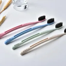 Многофункциональный креативный взрослых мягкие Зубная щётка Портативный Пшеничная солома для чистки зубов щетка с древесным углем щетки с чехол для путешествий