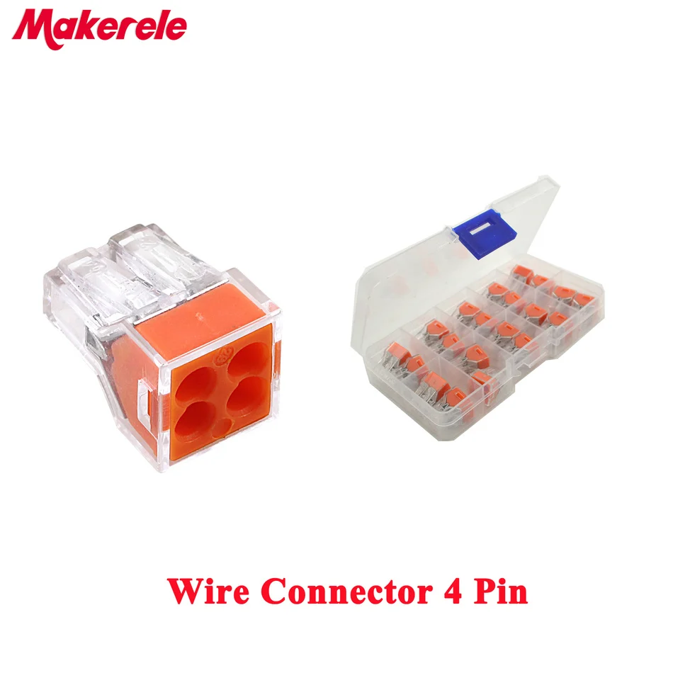 

20PCS Quick Wire Connector 4pin Cable Terminal Block Connector Push wire conectores MKVSE-104 wago