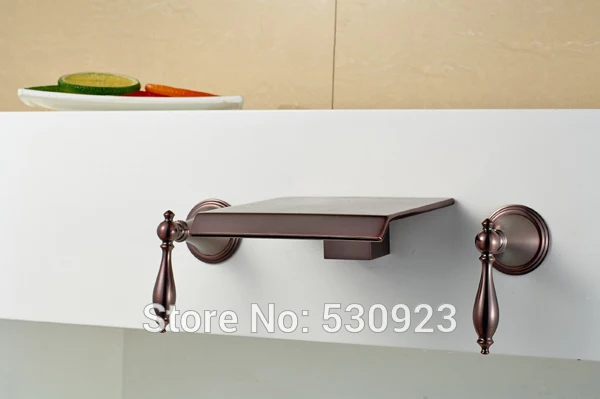 

Newly US Free Shipping Oil Rubbed Bronze Red Dual Handles Three Holes Bathroom Tub Faucet With Hand Shower Spray Wall Mounted