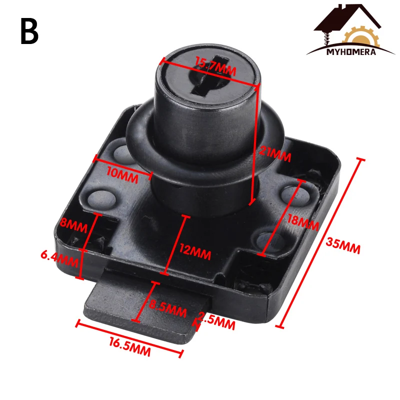Myhomera замки для ящиков с 2 ключами, замок для шкафа, рулонный стальной почтовый ящик, офисный стол, ящик для писем, мебельная фурнитура, Кулачковые замки, сделай сам - Цвет: Type B