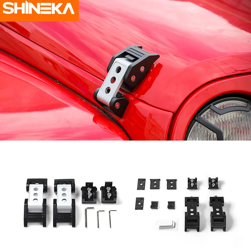 SHINEKA Aluminium Alloy Hood Lock Latch Catch Kit Metal Engine Cover Lock for Jeep Wrangler JK