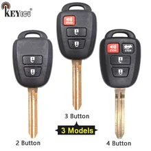 KEYECU 1x/2x para Toyota Prius C Caso Shell Chave Do Carro Remoto Substituição 2 RAV4/3/4 botão HYQ12BDM HYQ12BEL TOY43 Lâmina