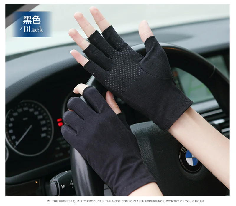 Мужские и женские замшевые перчатки автомобильные 2019 летние тонкие короткие половина пальцев вождения анти-скольжения пот перчатки 3-SZ007W