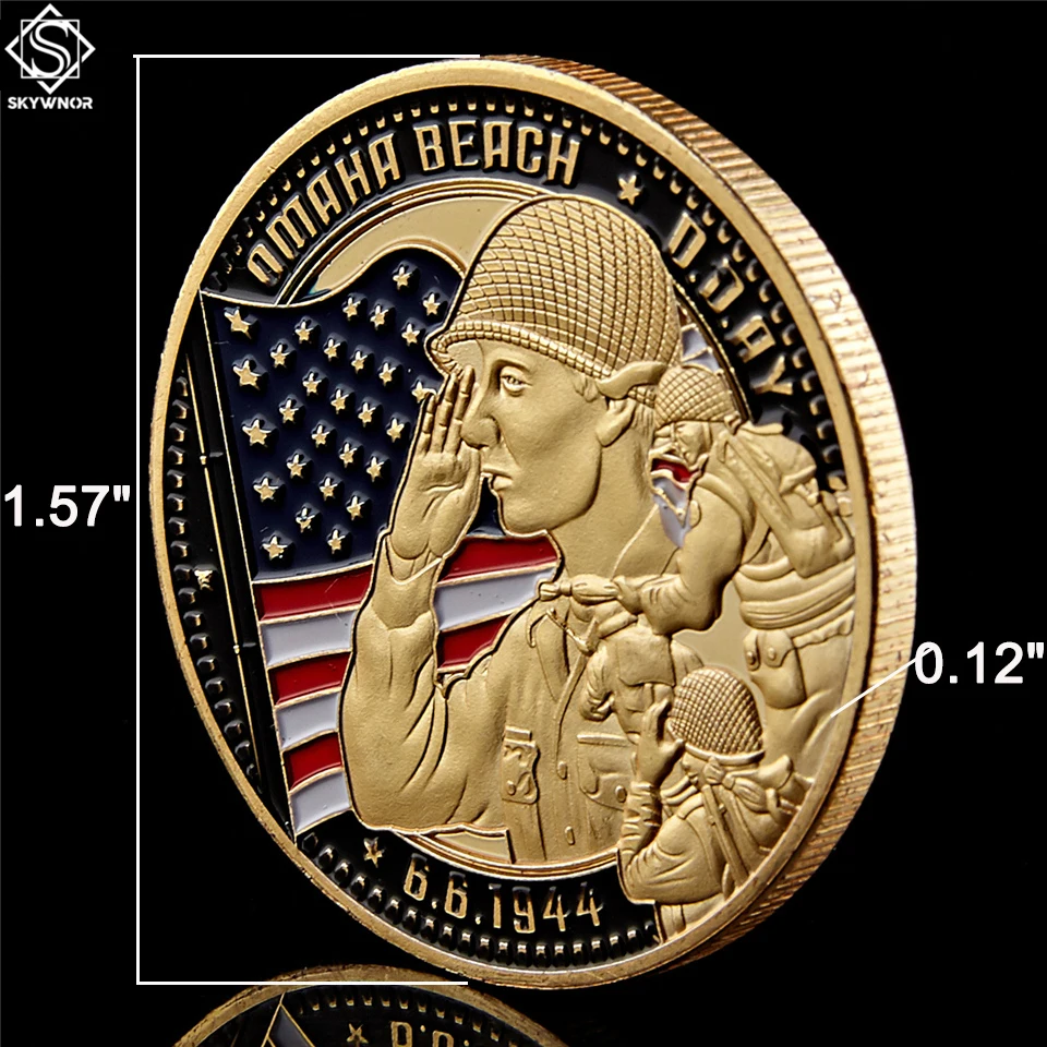 1944.6.6 пехота плюща Div США армия вызов монеты золото Юта d-день коллекционные монеты с защитой монета капсулы