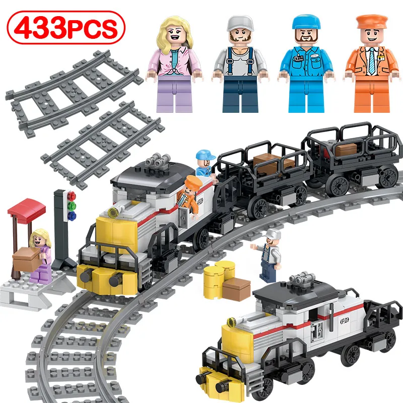 

City Freight Train Model LegoINGLYS Railway Transpor Building Blocks Technic Bricks Figures Educational Toys For Children Gifts