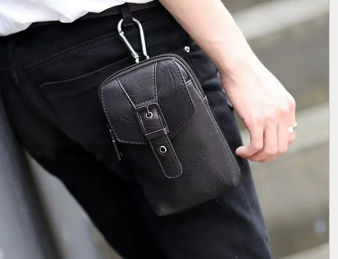 Multi function pockets waist pack mobile phone bag men wear belt
