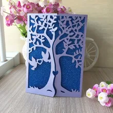 30 шт./лот blue custom Love Story дерево свадебные приглашения, лазерная резка элегантный пригласительных билетов/современные свадебные открытки qj-244