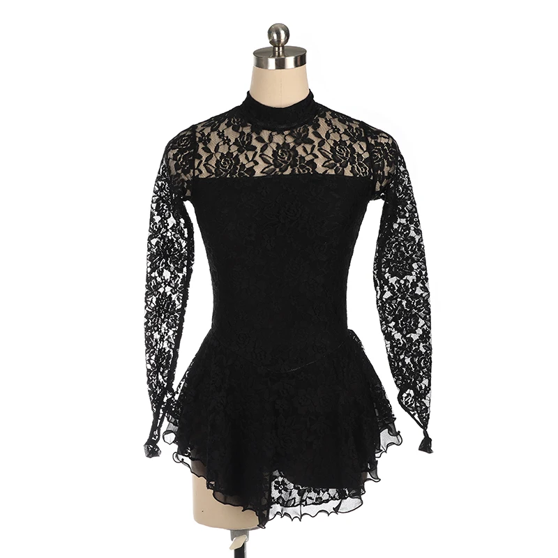 Nasinaya черное платье для фигурного катания с длинными рукавами ледяные юбки для конькобежцев спандекс