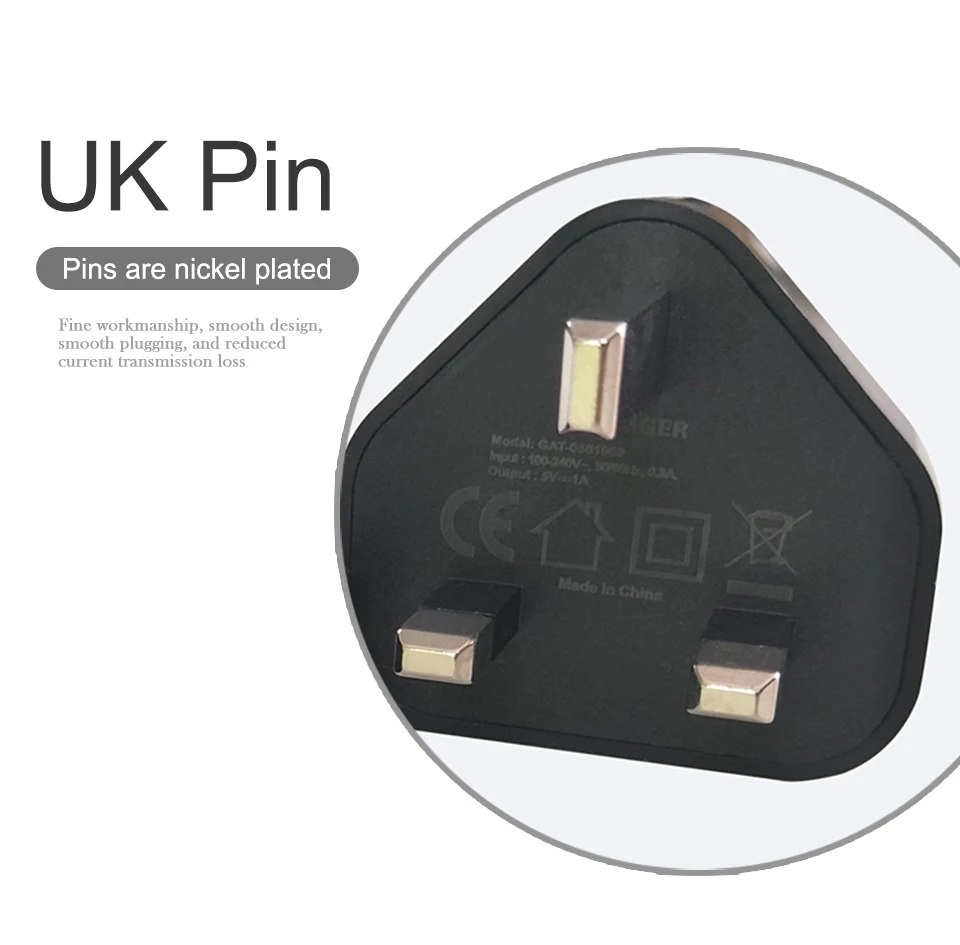 5V1A USB Charging CE Certified Mobile Phone Adapter UK Conversion Plug Travel in United Kingdom Ireland Singapore Maldives (6)