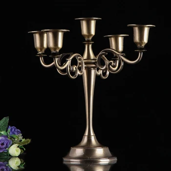 

Vintage Metal Silver/Gold Plated Candle Holders 3/5-Arms Stand Zinc Alloy High Quality Pillar For Wedding Portavelas Candelabra