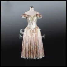 Профессиональные длинные платья-пачки для взрослых, золотого цвета, 5 слоев, юбка с трусами, балетные костюмы для сцены