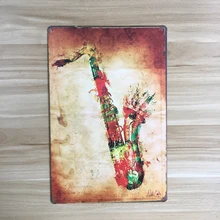Free shipping Creative sax metal painting , sax Musical Instruments metal sign home wall art decoration,30x20cm