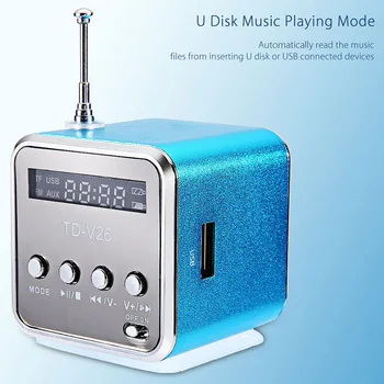 DOITOP TD-V26 Mini Speaker Portable Digital LCD Loudspeaker Support SD/TF FM Radio Music Stereo Speaker for Laptop CellPhone MP3