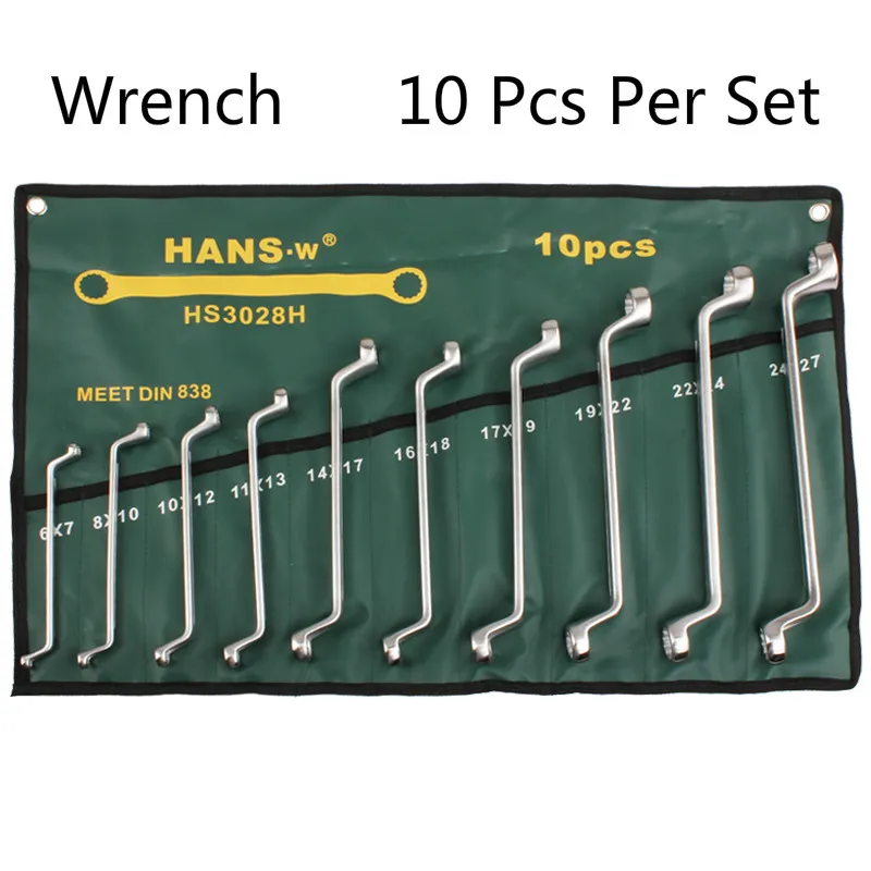 Hans Tool Wrench Set Dual-purpose Double Offset Ring Spanner Set Chrome Vanadium Tools Set 10 Pcs Per Set