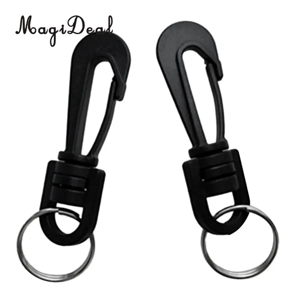 MagiDeal 2 Pieces Scuba Diving Plastic Swivel Spring Snap Hook Clip with Split Rings SCUBA Snorkeling Compass Accessories