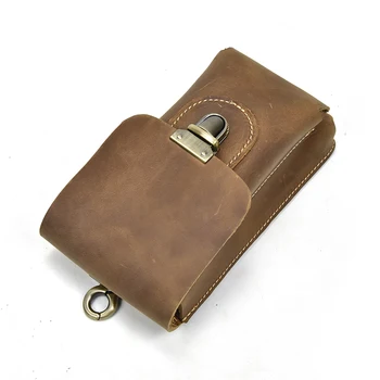 

Top Quality Fashion Real Leather Small Summer Pouch Hook Waist Pack Bag Cigarette Case 6" Phone Pouch Waist Belt Bag
