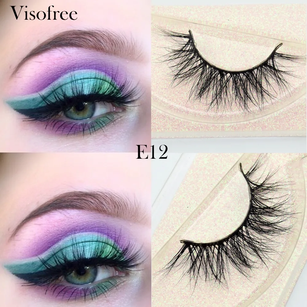 

Visofree Mink Eyelashes Soft Natural Long Cross Fake Eye Lashes Handmade Thick False Eyelashes Extension Beauty Makeup Tools E12