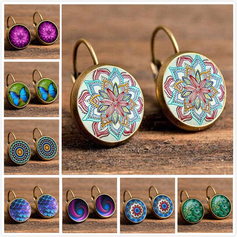 Crazy Feng Boho Flower Drop Earrings For Women Vintage Jewelry Geometric Pattern Round Earings Bijoux boucles d'oreilles bohemia Crazy Feng Boho Flower Drop Earrings For Women Vintage Jewelry Geometric Pattern Round Earings Bijoux boucles d'oreilles bohemia